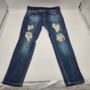 Premiere by Rue21 Skinny Jeans Womens 13/14R Distressed Rhinestone Dark Wash